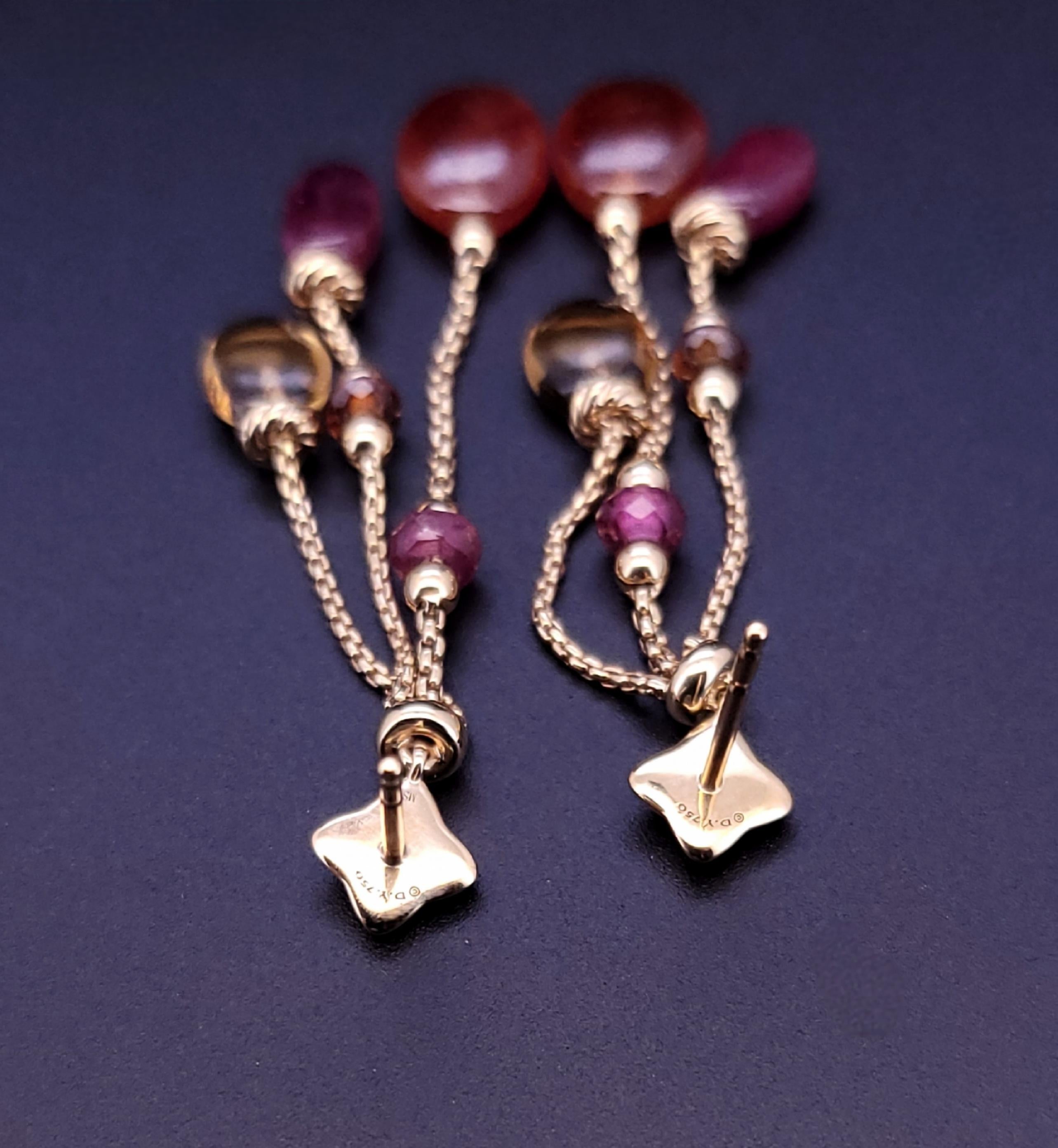 David Yurman Bijoux Bead Link Drop Gemstones - Orecchini in oro giallo 18K in vendita 2