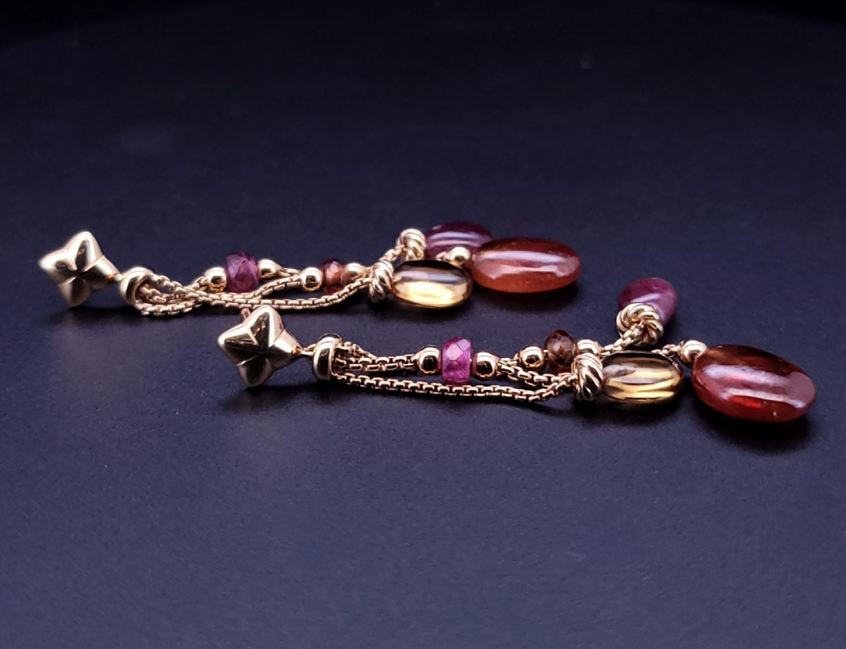David Yurman Bijoux Bead Link Drop Gemstones - Orecchini in oro giallo 18K in vendita 4