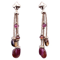David Yurman Bijoux Bead Link Tropfen Edelsteine 18K Gelbgold Ohrringe
