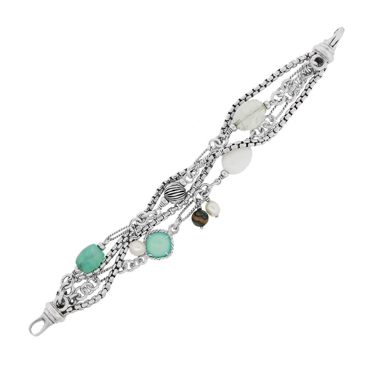 Material: 18k White Gold and Sterling Silver
Gemstone Details: Chalcedony and Pearls
Clasp: Crab Claw Clasp
Measurements: 8″
Total Weight: 57.9g (37.2dwt)
SKU: G7323