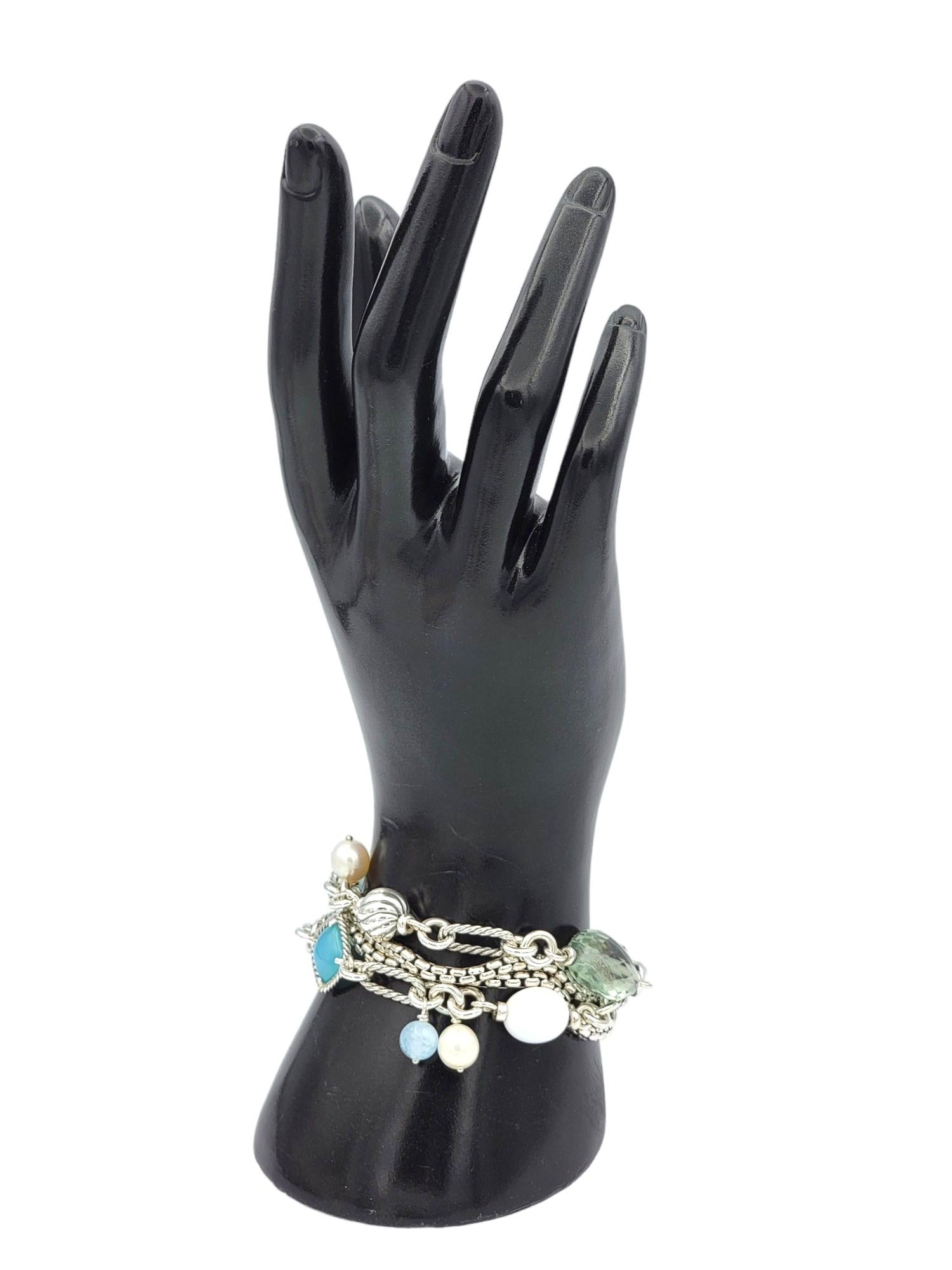 David Yurman Bijoux Multi-Strand Sterling Silver Bracelet with Gemstones  6