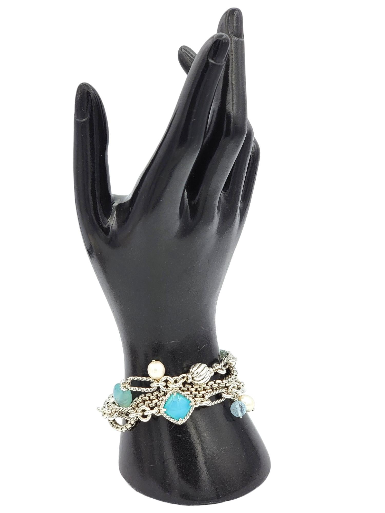 David Yurman Bijoux Multi-Strand Sterling Silver Bracelet with Gemstones  7