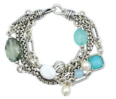 David Yurman Bracciale Bijoux a più fili in argento con pietre preziose