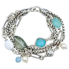 David Yurman Bijoux Multi-Strand Sterling Silver Bracelet with Gemstones 
