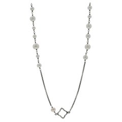 David Yurman Bijoux Quatrefoil Pearl Station Necklace 47 1/2" - Sterling 925