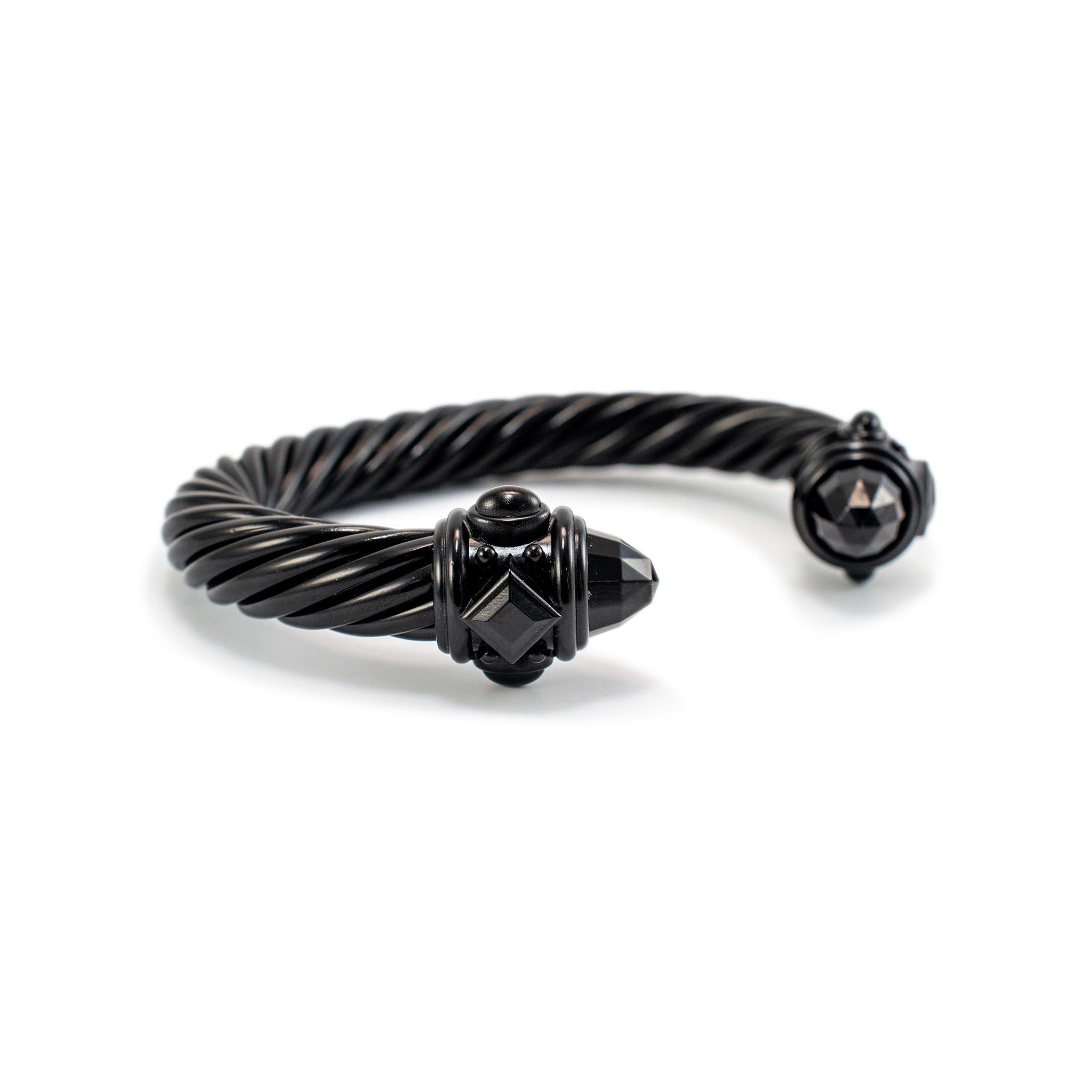 David Yurman Black Aluminium 10MM Medium Renaissance Classic Cable Bracelet In Excellent Condition In Houston, TX