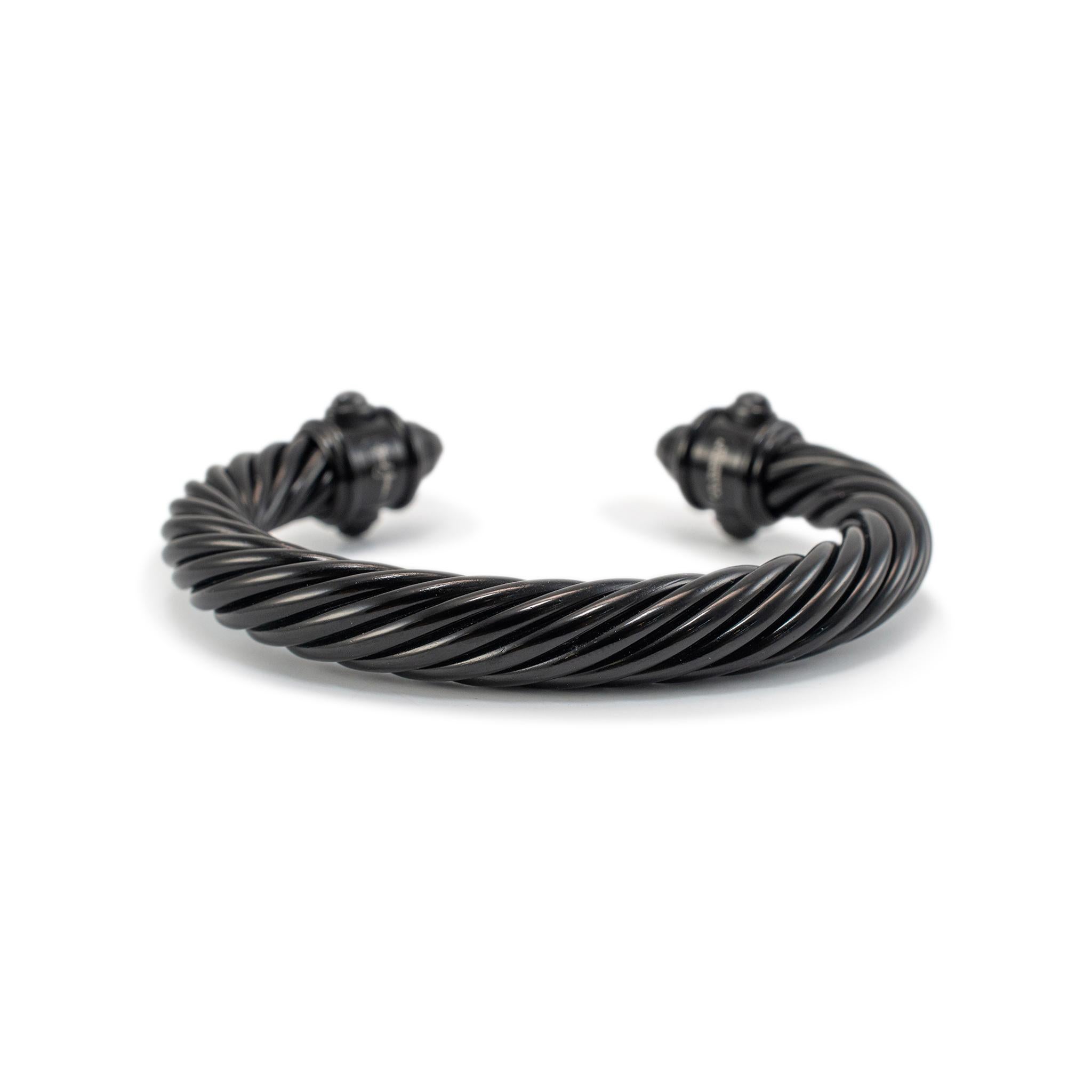 Women's or Men's David Yurman Black Aluminium 10MM Medium Renaissance Classic Cable Bracelet