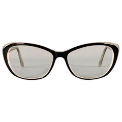 DAVID YURMAN Black Beige Embellished Acetate Narrow Cat Eye Frames Eyewear