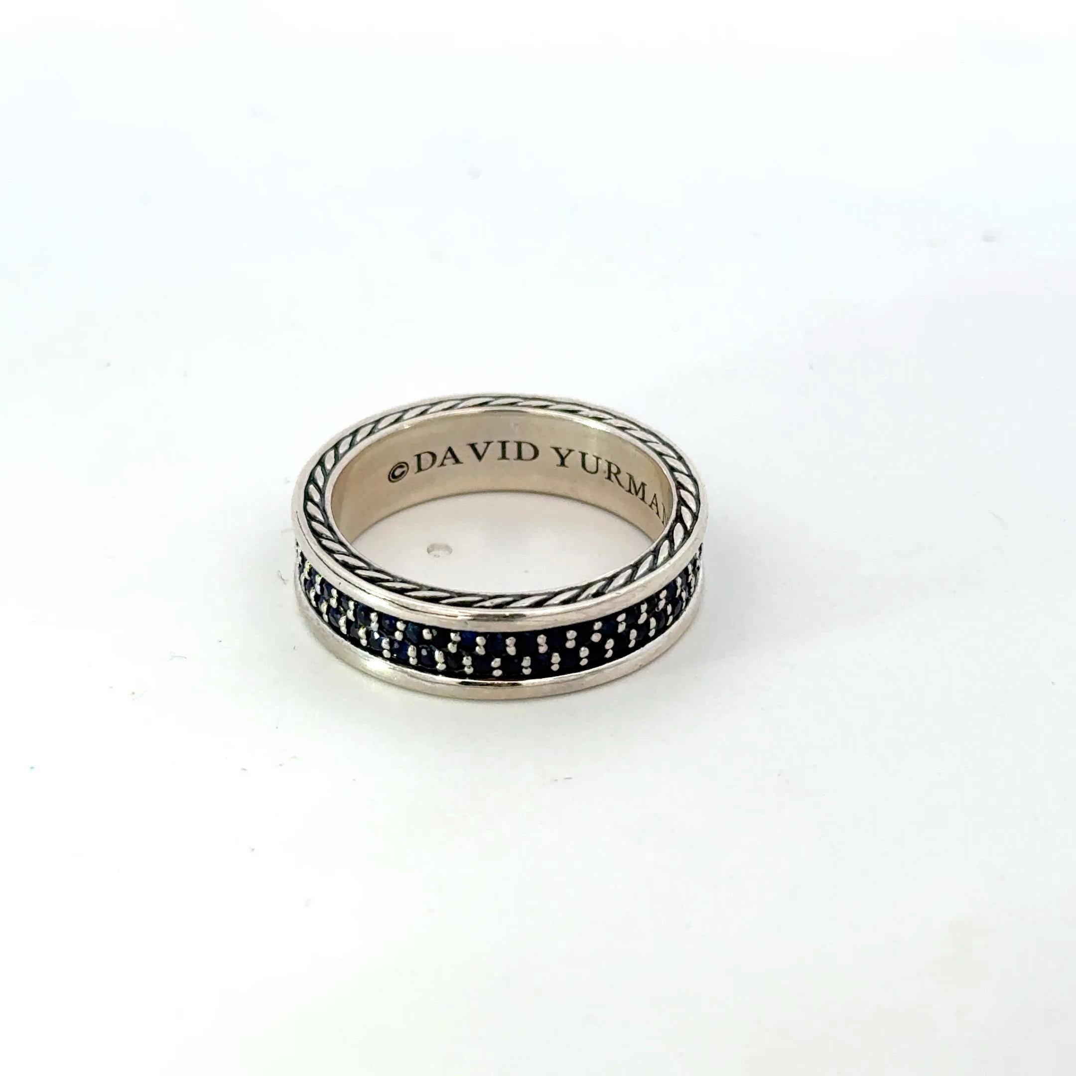 David Yurman Black Diamond Band Ring Size 10.25 Sterling Silver Estate (Gemischter Schliff) im Angebot