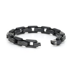 David Yurman - Bracelet à maillons en chaîne avec diamants noirs - Bijoux en argent massif et titane
