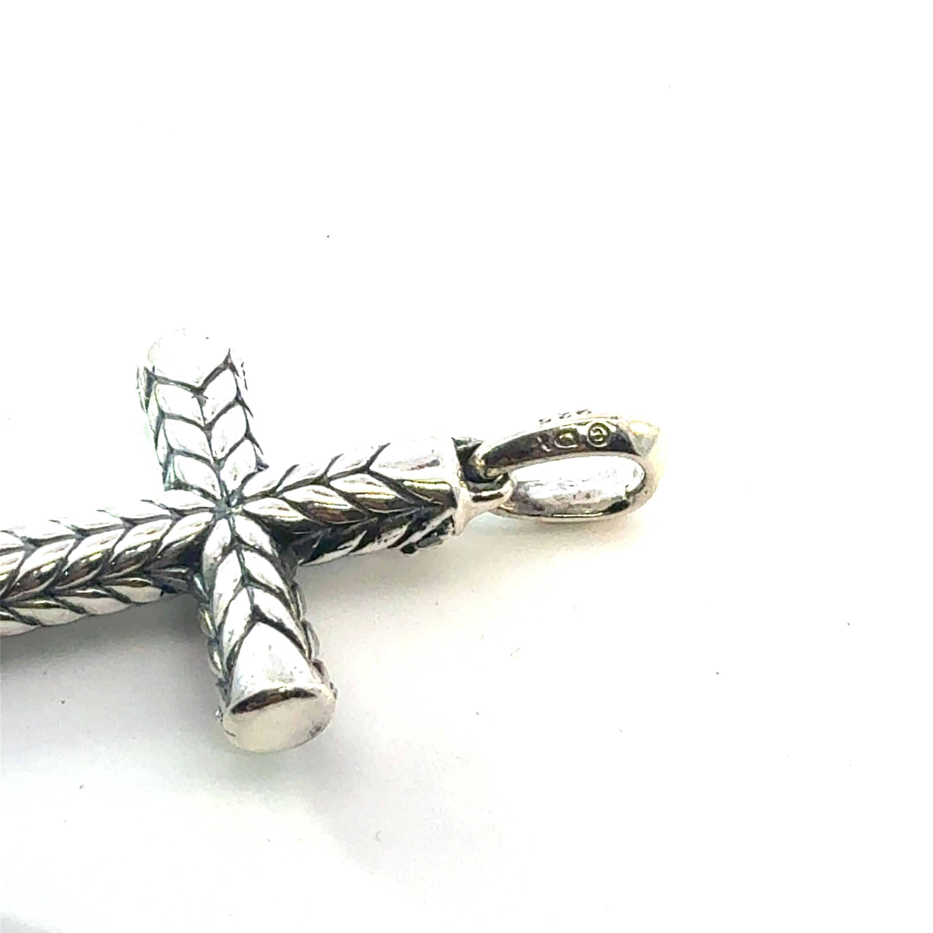 Taglio misto David Yurman Black Diamond Cross Pendant Sterling Silver Estate in vendita