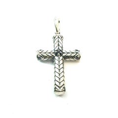 David Yurman Black Diamond Cross Pendant Sterling Silver Estate
