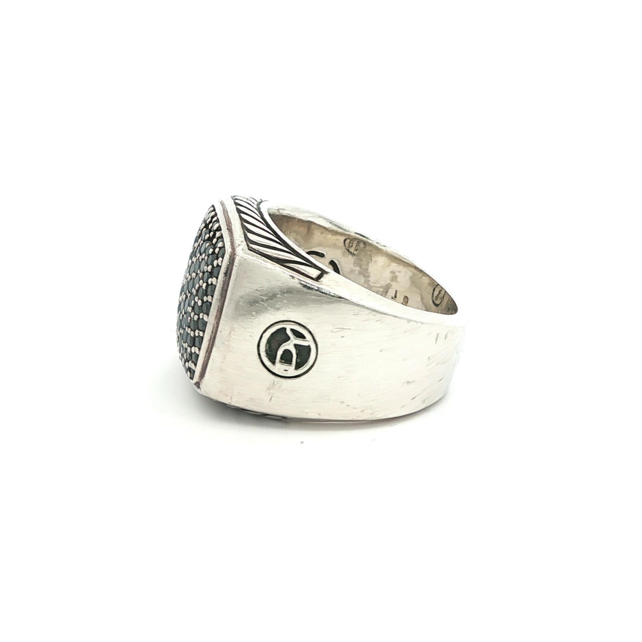 Taglio rotondo David Yurman Anello con diamante nero A. Silver in vendita