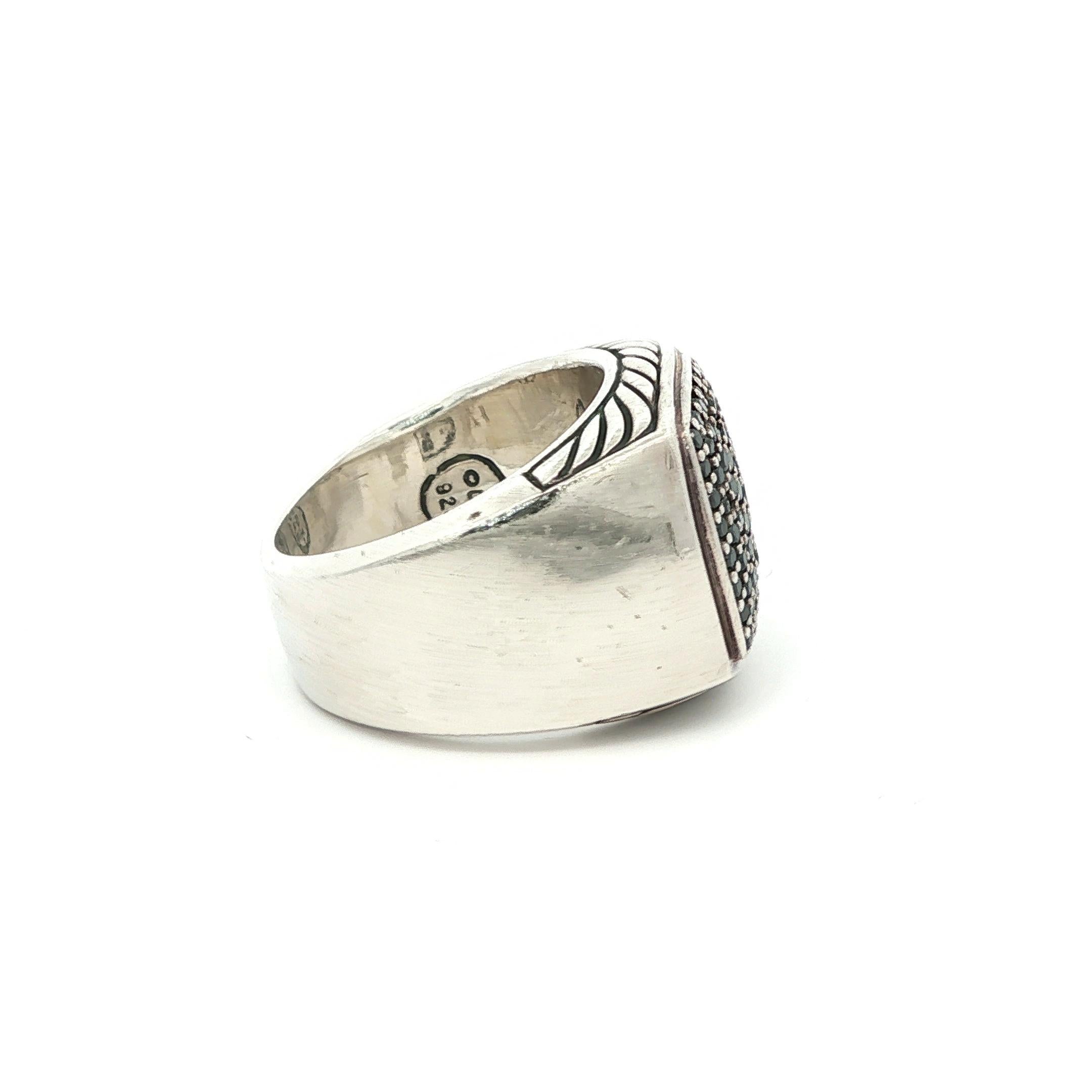 Uomo David Yurman Anello con diamante nero A. Silver in vendita