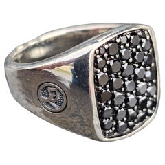 David Yurman Anello con diamante nero Streamline in argento sterling misura 7