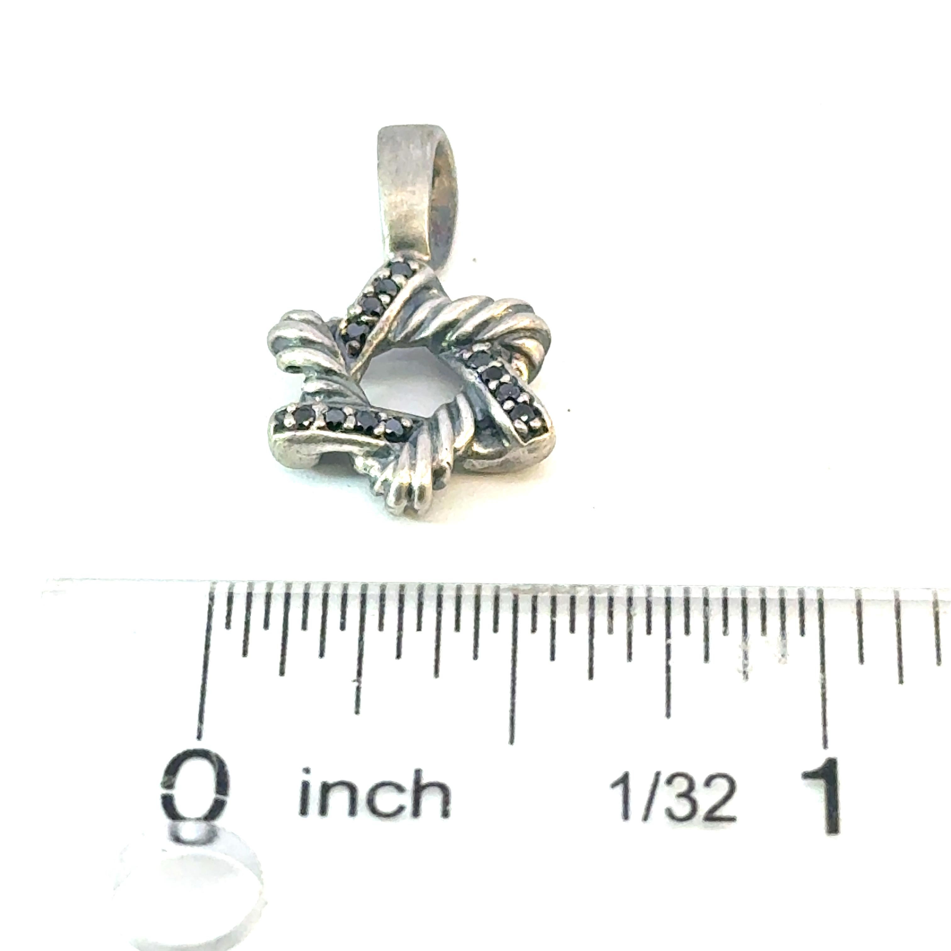 David Yurman Black Diamond Star of David Pendant Sterling Silver Estate en venta 2