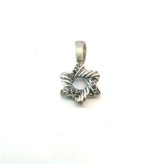 David Yurman Black Diamond Star of David Pendant Sterling Silver Estate