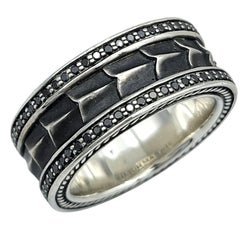 David Yurman Black Diamond Sterling Silver Men's Armory Collection Band Ring
