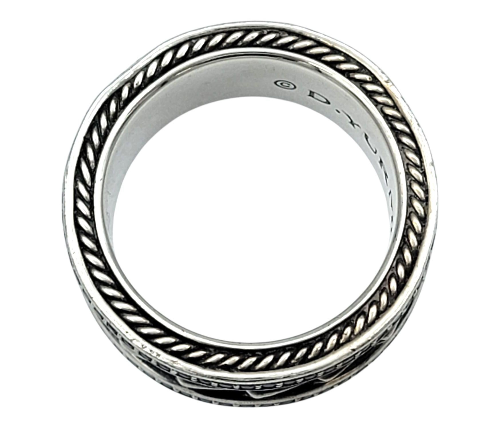 David Yurman Anello a fascia da uomo in argento Sterling con diamanti neri della Collection'S In condizioni buone in vendita a Scottsdale, AZ