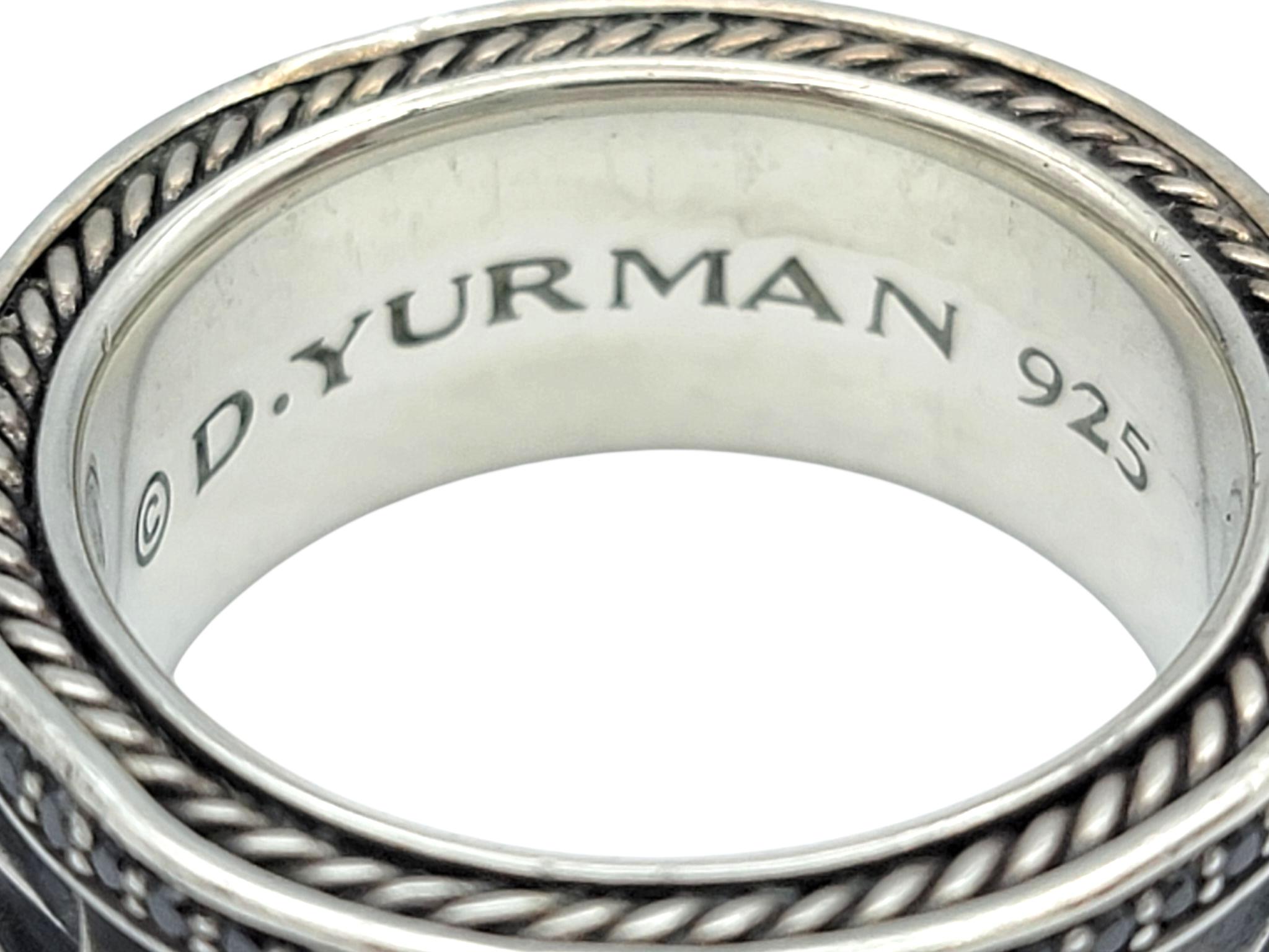 Uomo David Yurman Anello a fascia da uomo in argento Sterling con diamanti neri della Collection'S in vendita