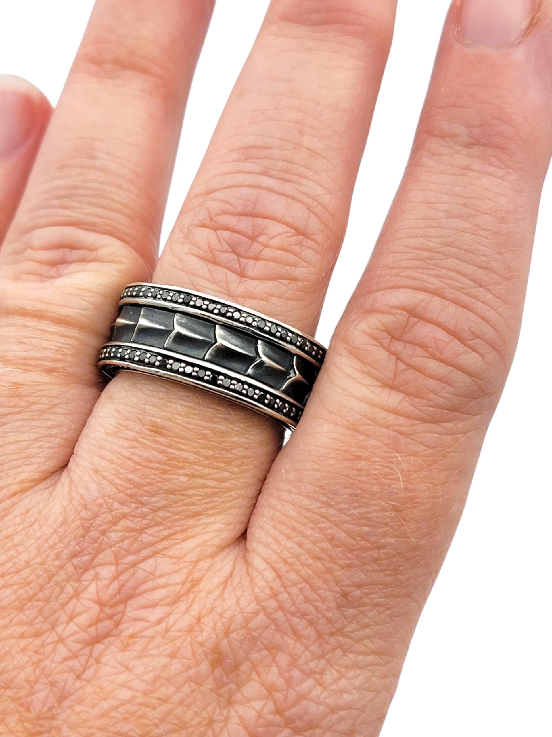 David Yurman Anello a fascia da uomo in argento Sterling con diamanti neri della Collection'S in vendita 1