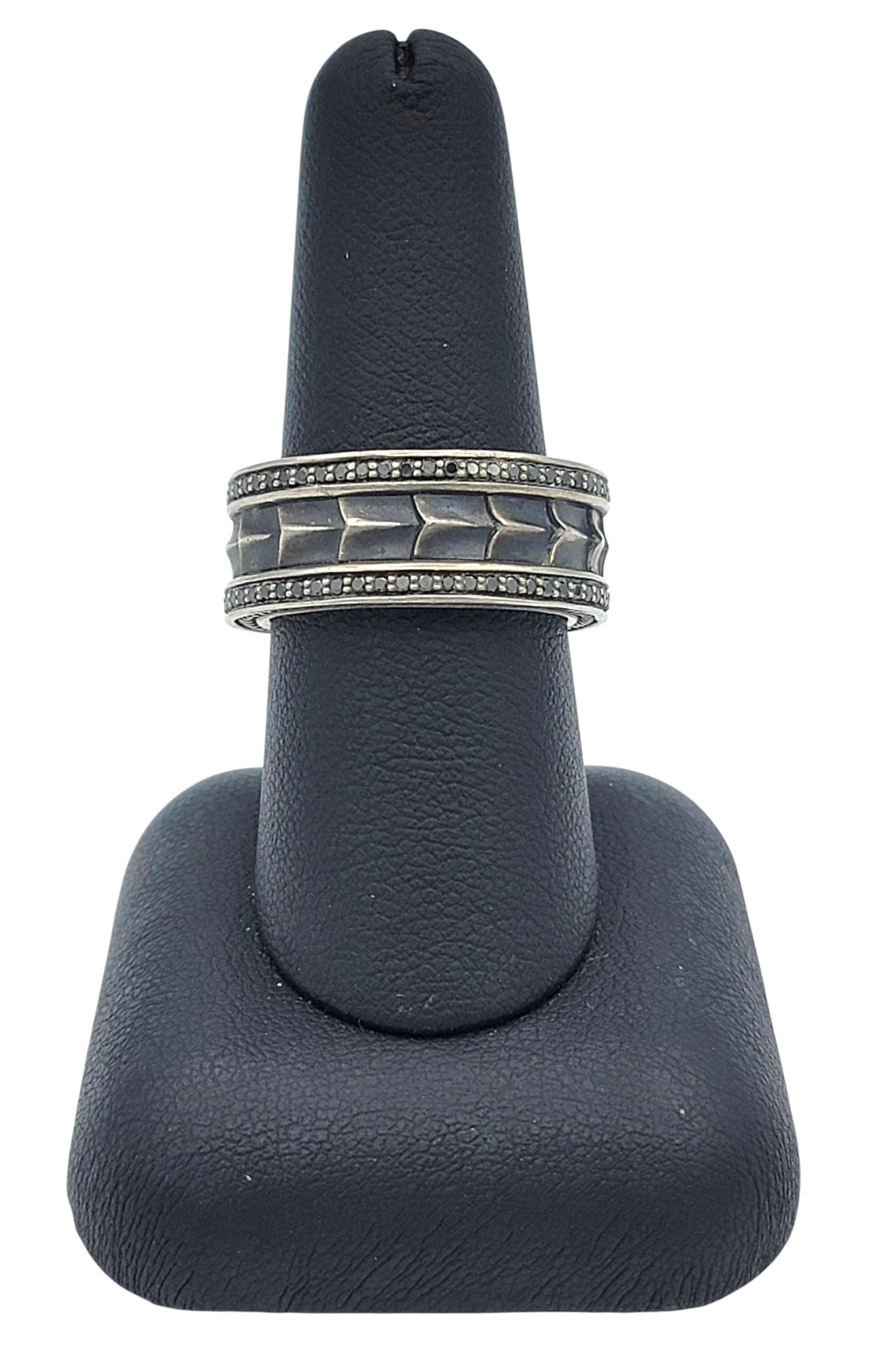 David Yurman Anello a fascia da uomo in argento Sterling con diamanti neri della Collection'S in vendita 2