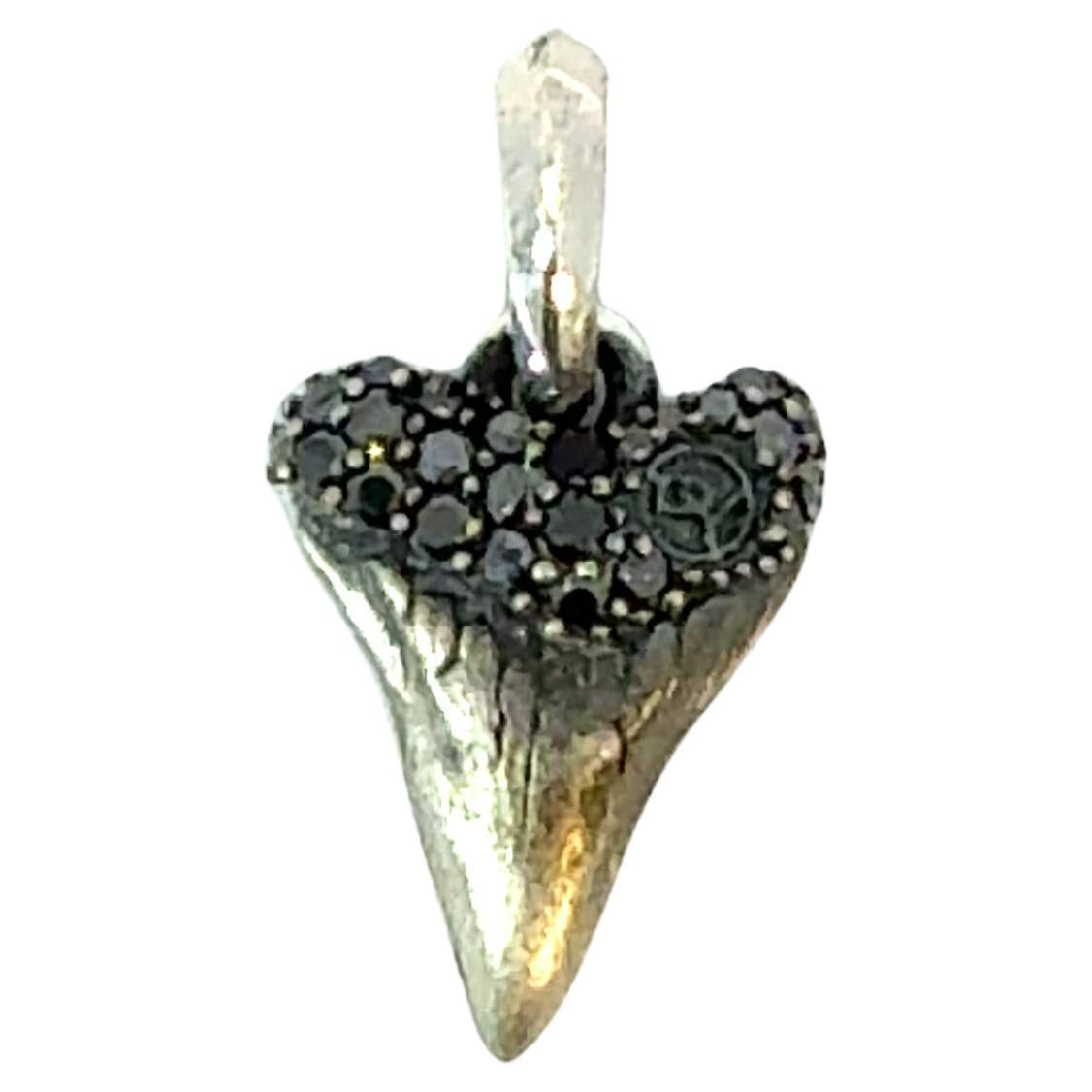 David Yurman Pendentif dent de diamant noir en argent Sterling Estate