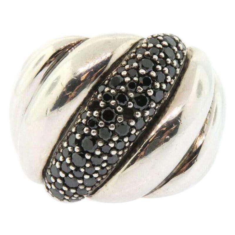 David Yurman Black Diamonds Hampton Ring in Sterling For Sale