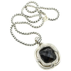 David Yurman Black Labyrinth Onyx and Diamond Sterling Silver Necklace