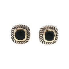 Gemelos clásicos de cable para hombre David Yurman, de ónix negro, oro amarillo de 14K y acero inoxidable