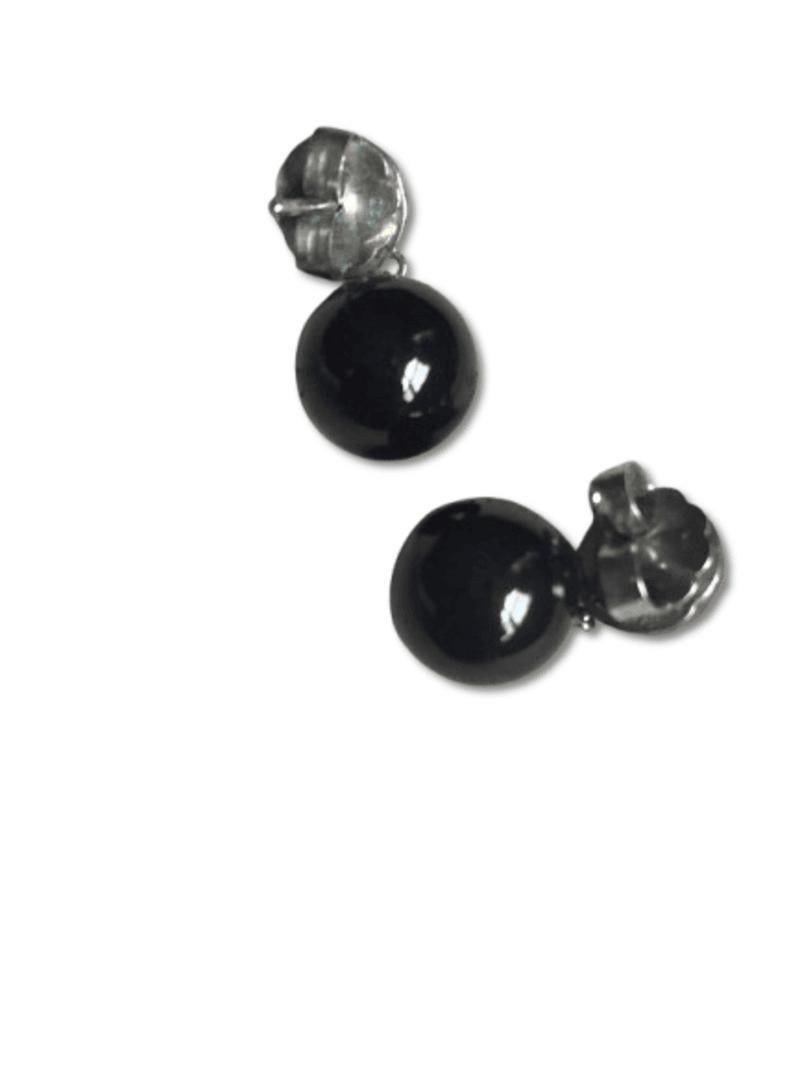 Taille ronde David Yurman - Pendants d'oreilles en Onyx noir et en Argent Ball and Ball Ball. en vente