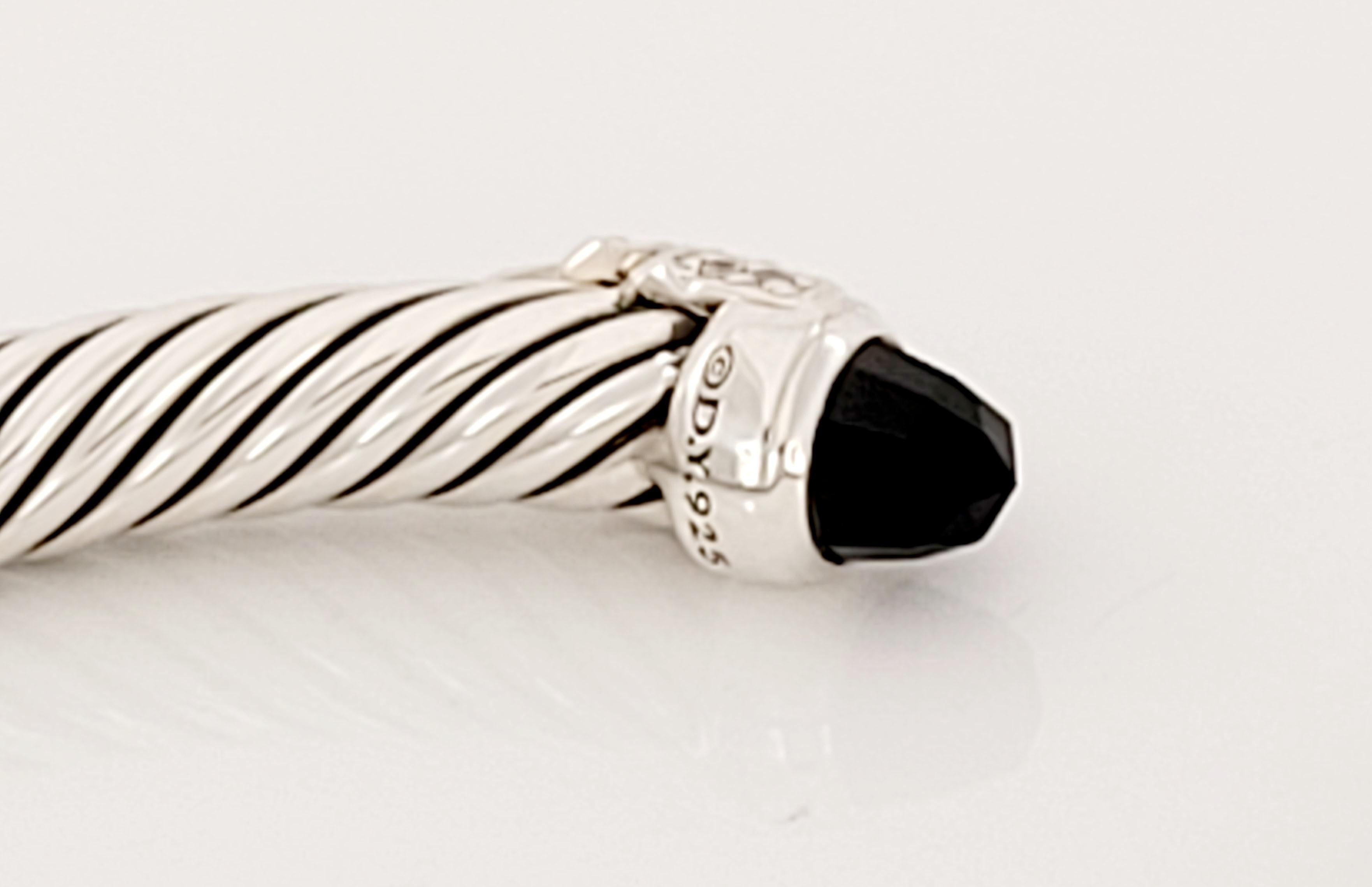 David Yurman Empire-Kabel-Manschettenarmband aus schwarzem Onyx mit Pavé-Diamanten im Zustand „Neu“ im Angebot in New York, NY