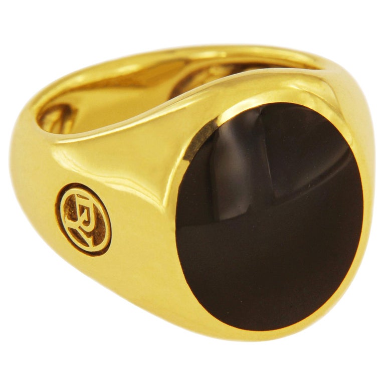David Yurman Black Onyx Signet Men's Ring in 18 Karat Gold