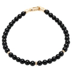 David Yurman Black Onyx Spiritual Beads Bracelet, 18K Yellow Gold, Length 7 Inch