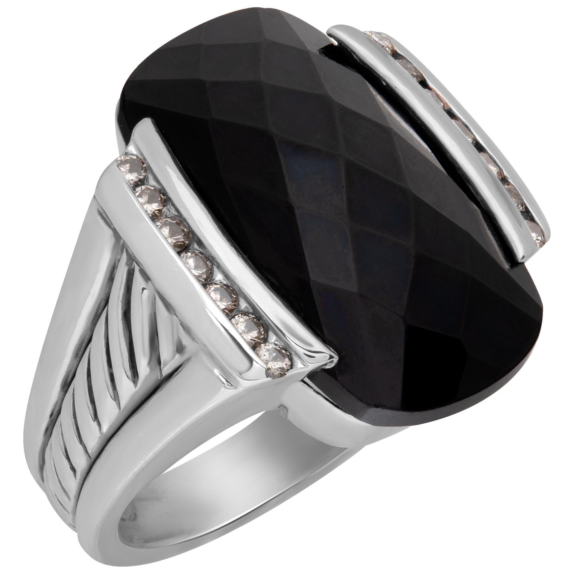 Ring aus schwarzem Onyx-Sterlingsilber mit Diamant-Akzenten von David Yurman im Zustand „Hervorragend“ im Angebot in Surfside, FL