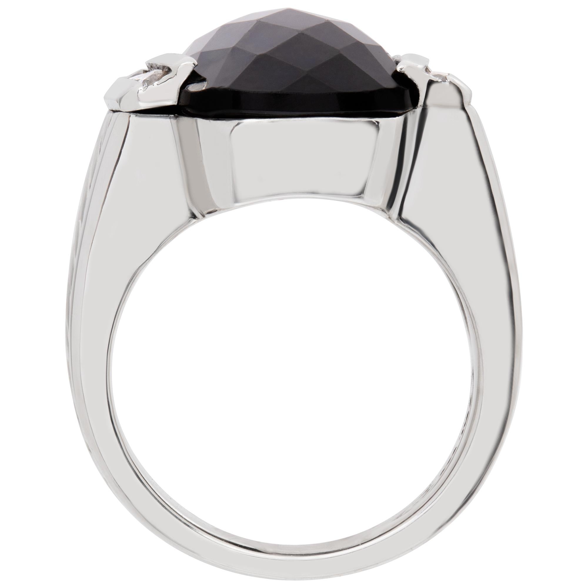 Ring aus schwarzem Onyx-Sterlingsilber mit Diamant-Akzenten von David Yurman Damen im Angebot