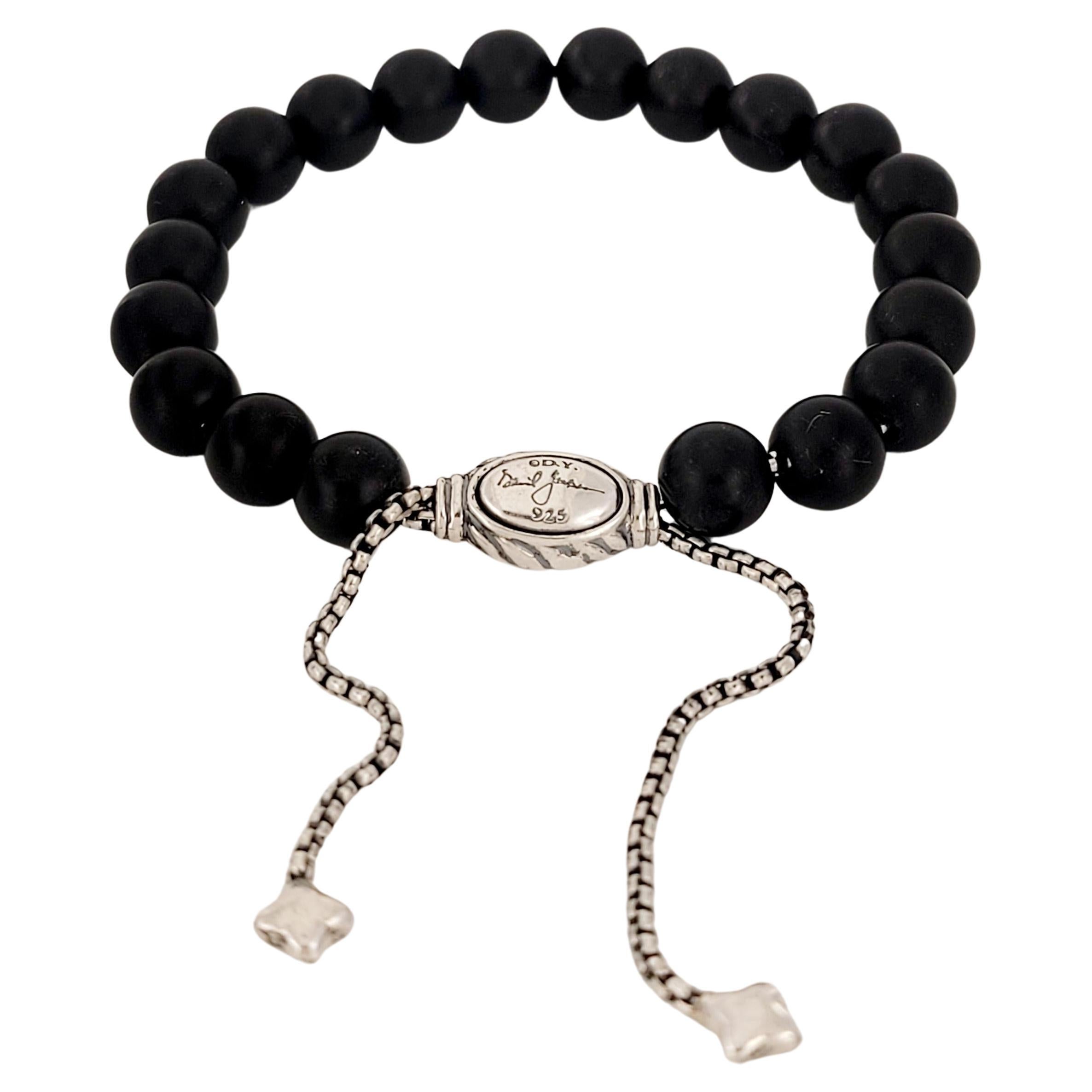 David Yurman  Bracelet spirituel en onyx noir et argent A Silver 8mm en vente