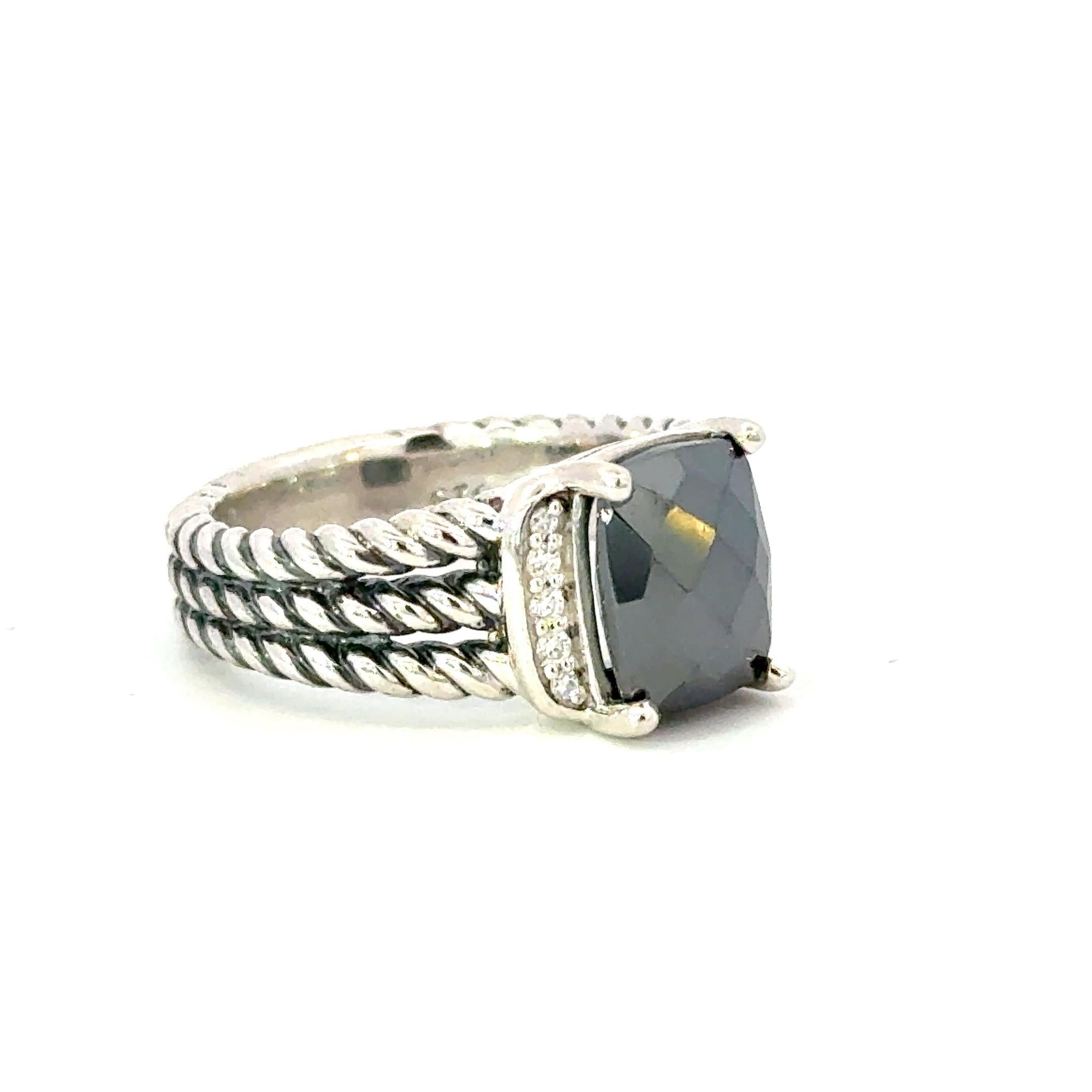 David Yurman Black Orquid Diamond Ring Size 7 Sterling Silver Estate im Zustand „Gut“ im Angebot in Brooklyn, NY
