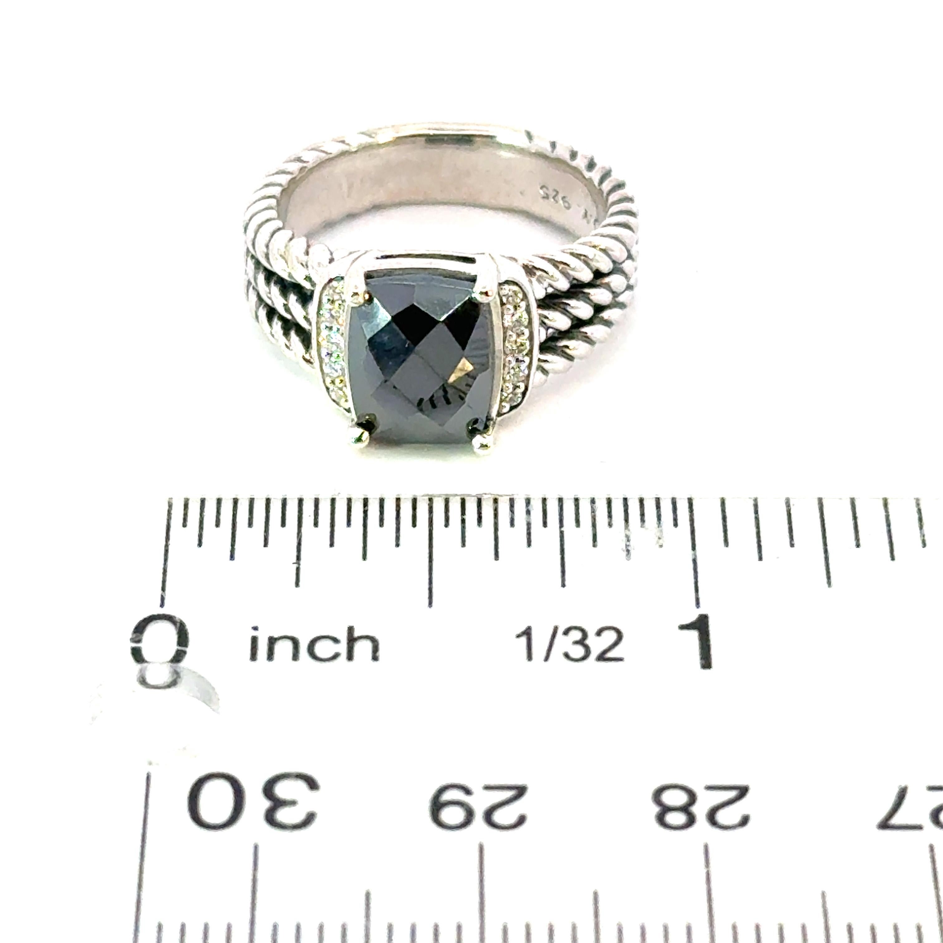 David Yurman Black Orquid Diamond Ring Size 7 Sterling Silver Estate Damen im Angebot