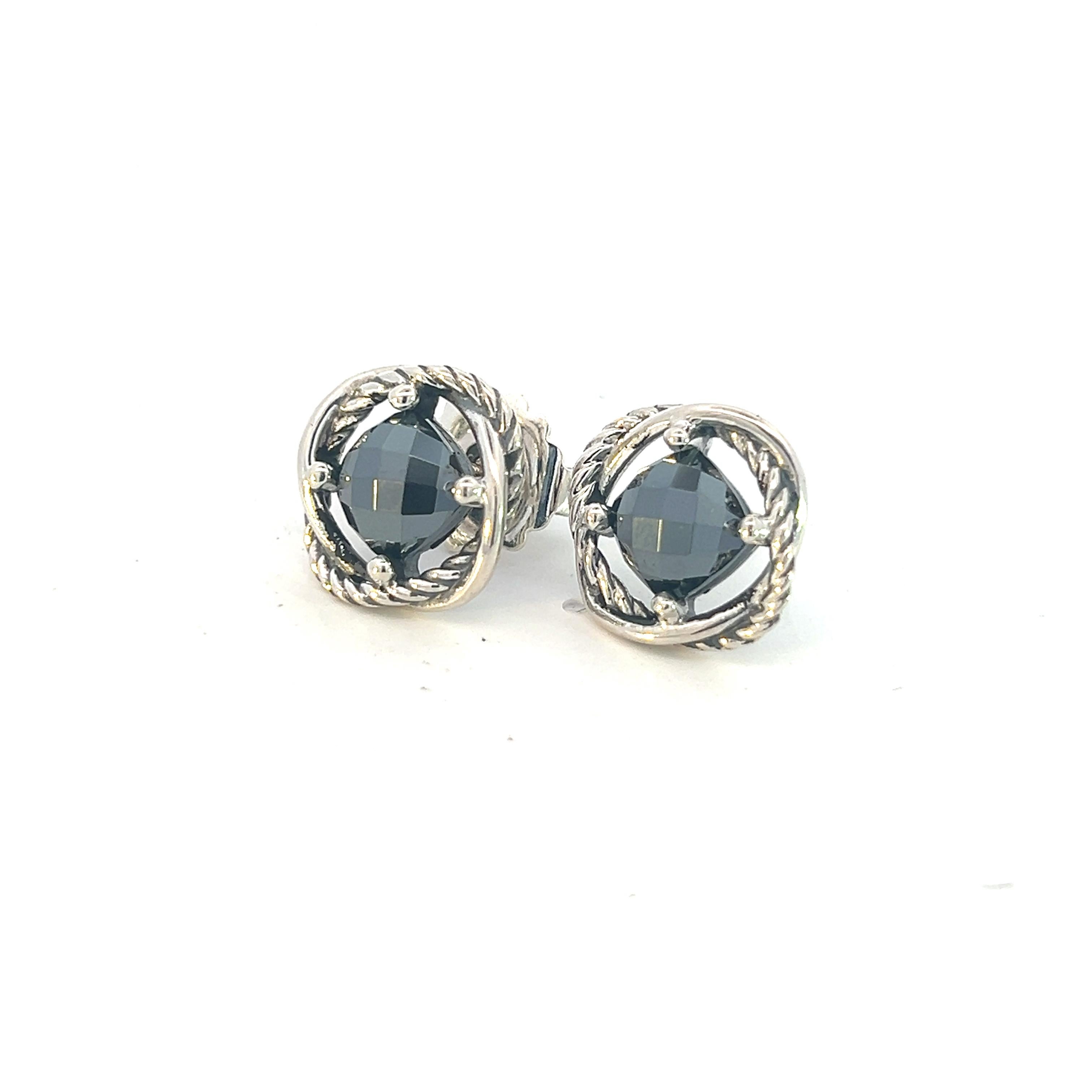 David Yurman Black Orquid Infinity Earrings 14k Gold Silver Estate 1