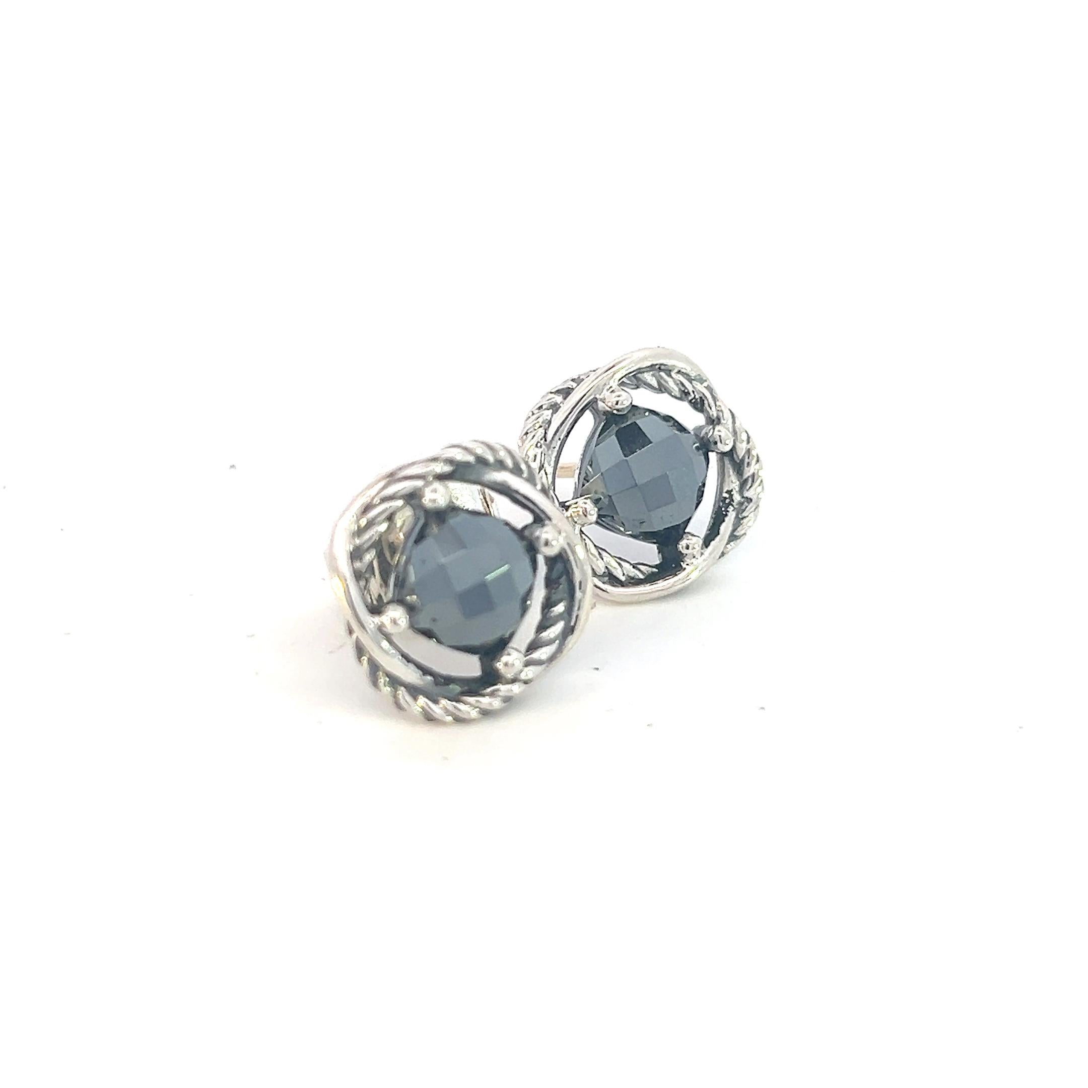 David Yurman Black Orquid Infinity Earrings 14k Gold Silver Estate 3