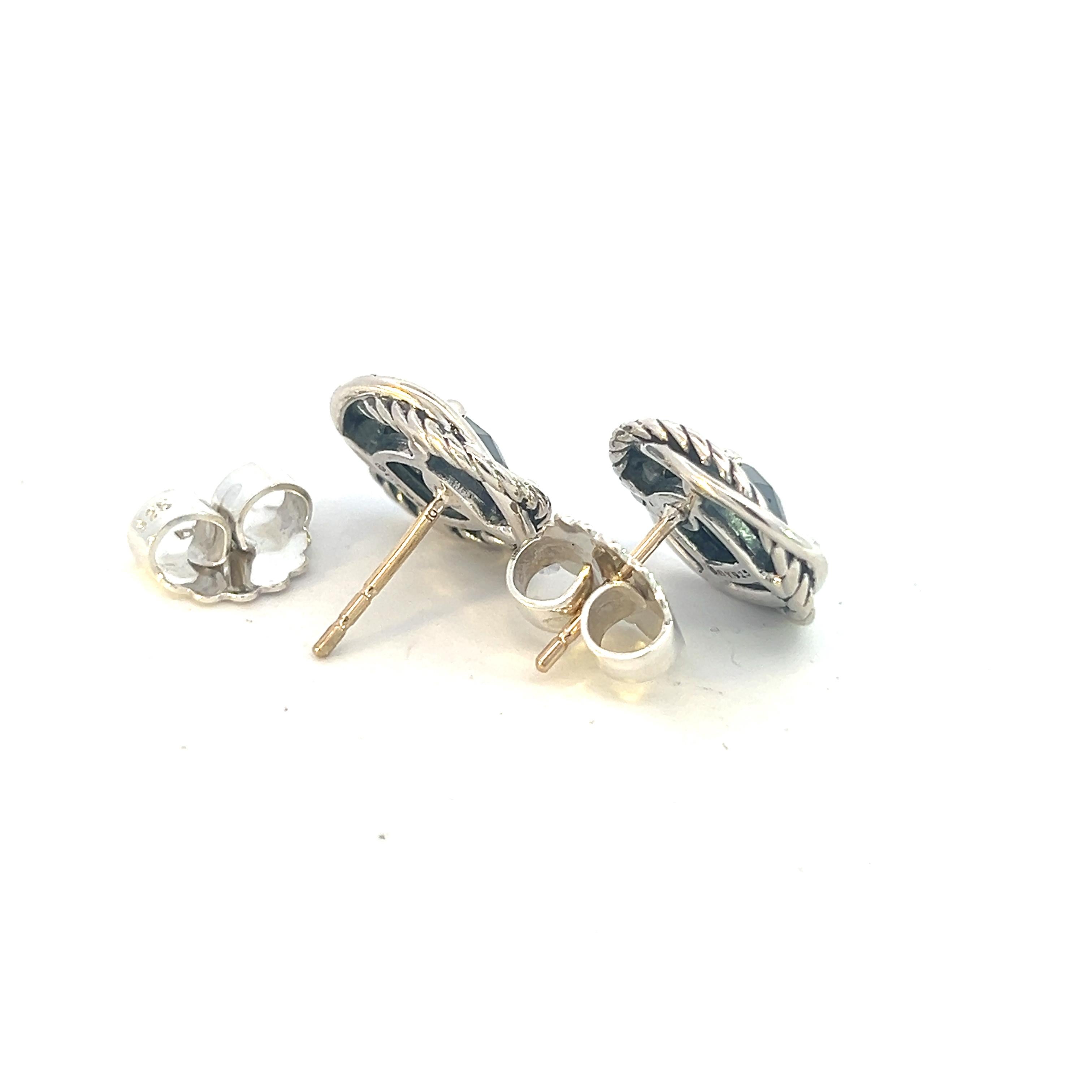 David Yurman Black Orquid Infinity Earrings 14k Gold Silver Estate For Sale 3