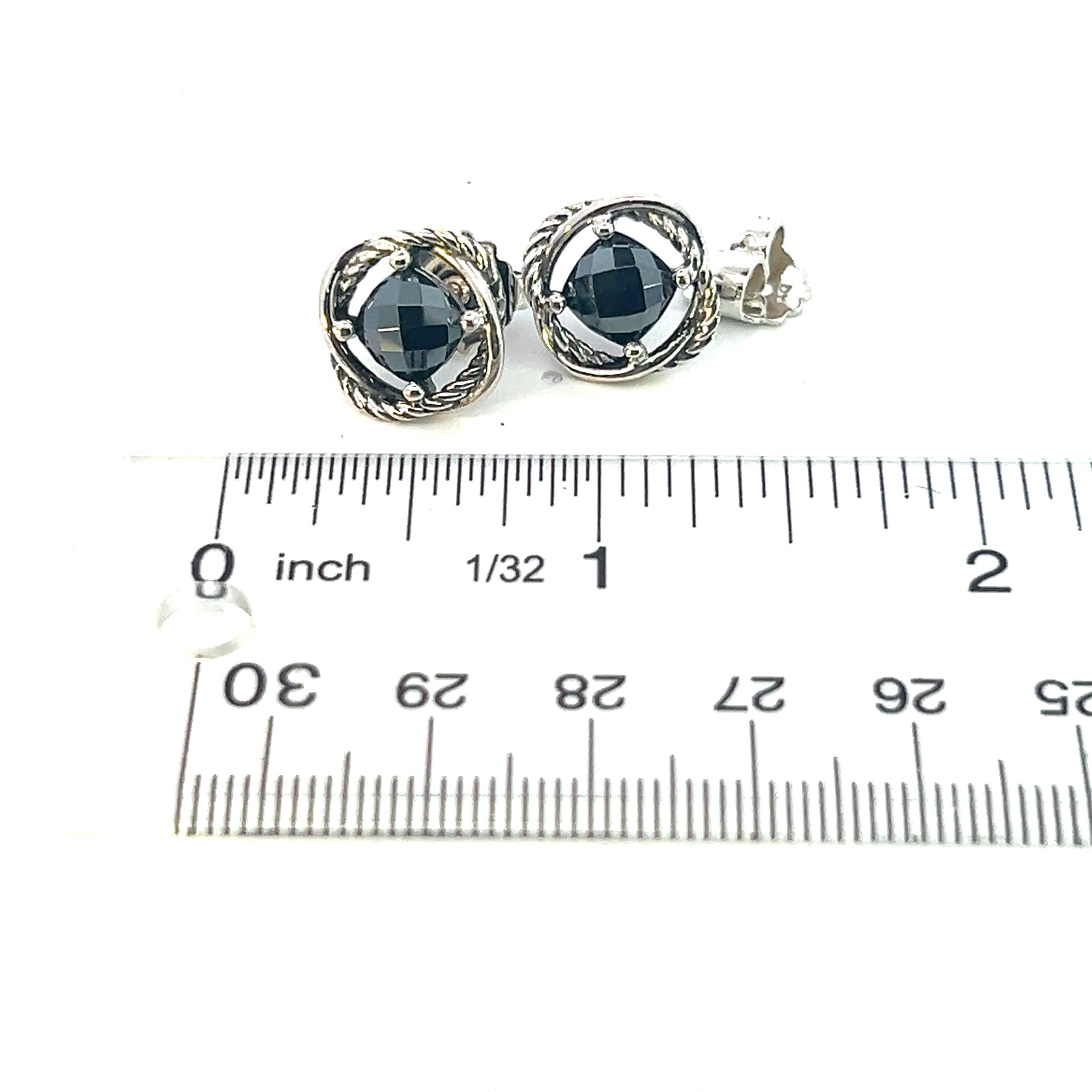 David Yurman Black Orquid Infinity Earrings 14k Gold Silver Estate For Sale 4