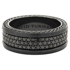 David Yurman Black Sterling Silver Black Diamond Streamline Band