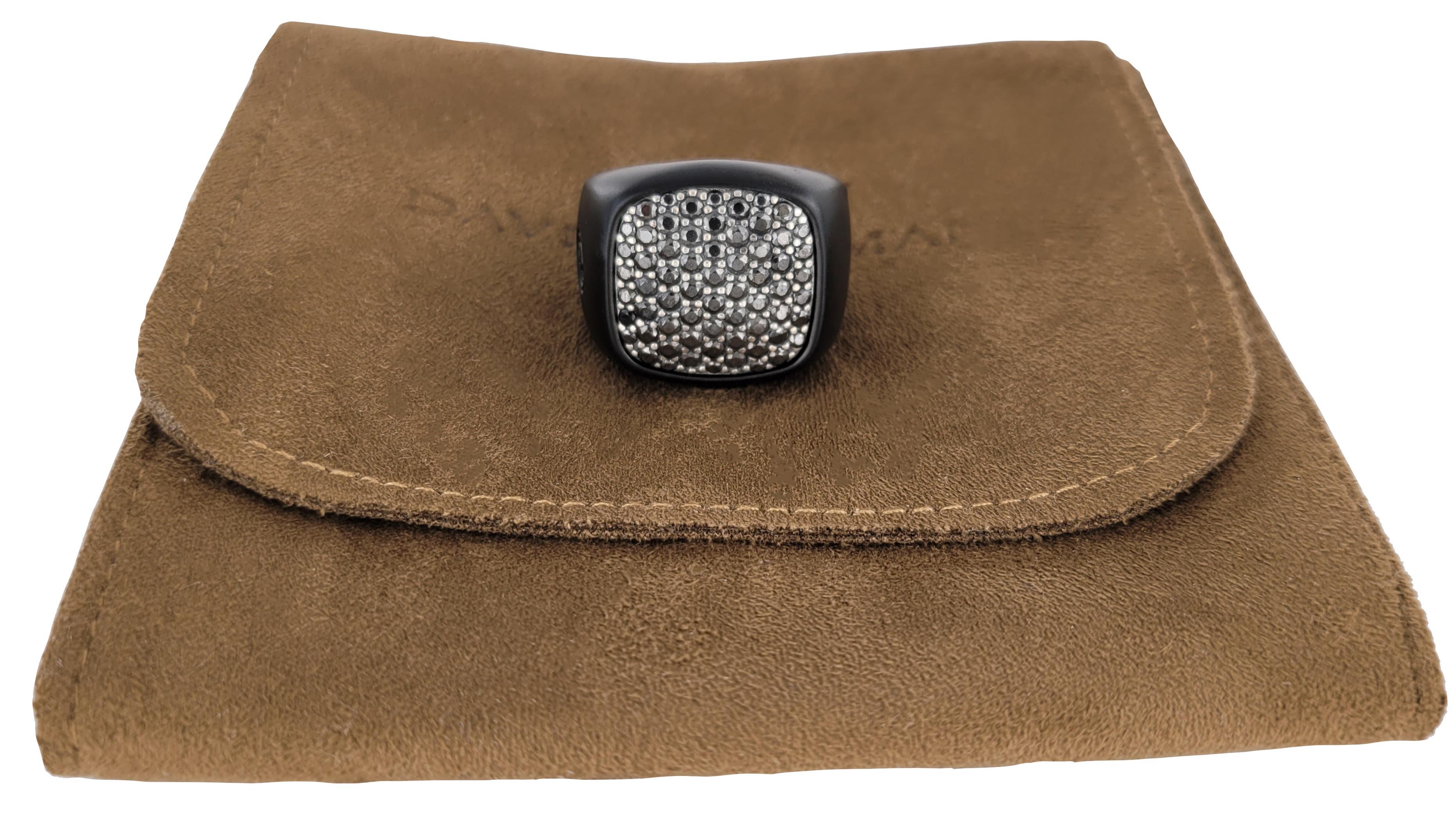 Men's David Yurman  Black Titanium Black Diamond Streamline Signet Ring For Sale