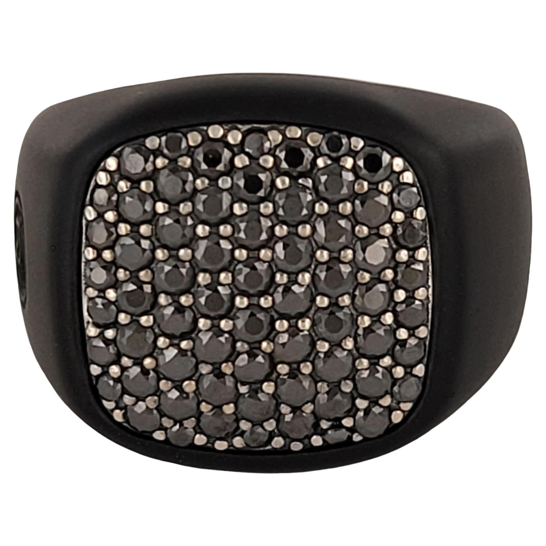 David Yurman  Black Titanium Black Diamond Streamline Signet Ring