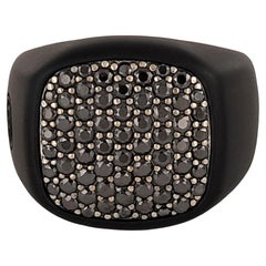 David Yurman  Black Titanium Black Diamond Streamline Signet Ring