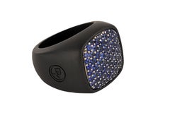 David Yurman Black Titanium Blue Diamond Streamline Signet Ring HAVE ALL SIZES