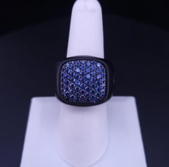 David Yurman Black Titanium Blue Diamond Streamline Signet Ring HAVE ALL SIZES