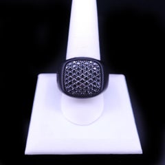 David Yurman Bague de chevalière Streamline en titane noir avec diamants Toutes tailles disponibles